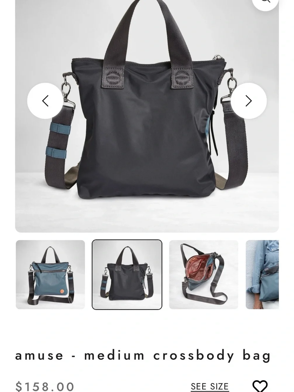 Amuse Medium Messenger Steel Blue/Charcoal